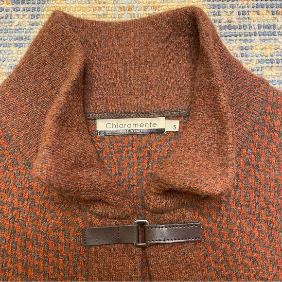 VTG Chiaramente Small Cape/Cardigan Wool Blend Orange/Red/Gray - Picture 3 of 11